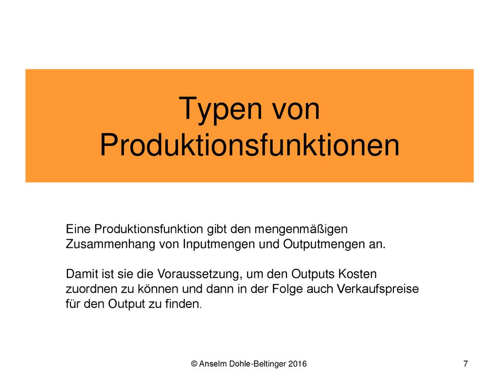 Typen von Produktionsfunktionen