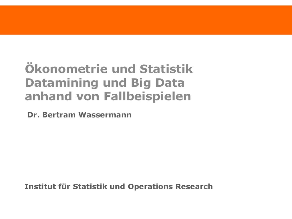 Ökonometrie und Statistik Datamining und Big Data anhand von Fallbeispielen