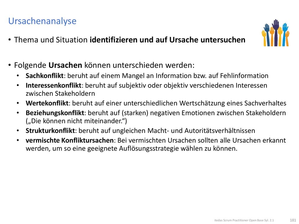 Ursachenanalyse Thema und Situation identifizieren und auf Ursache untersuchen. Folgende Ursachen können unterschieden werden: