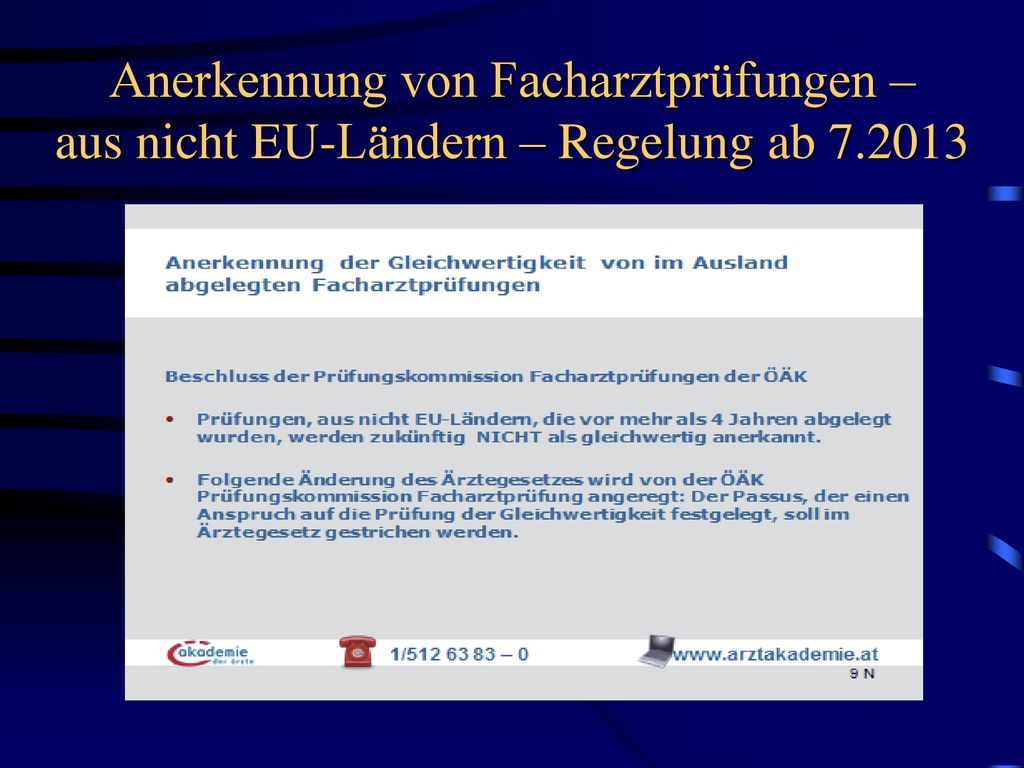 Anerkennung von Facharztprüfungen – aus nicht EU-Ländern – Regelung ab