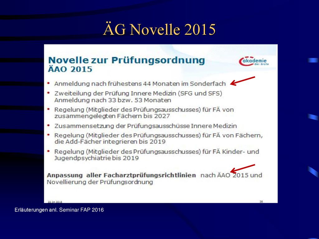 ÄG Novelle 2015 * * Erläuterungen anl. Seminar FAP 2016