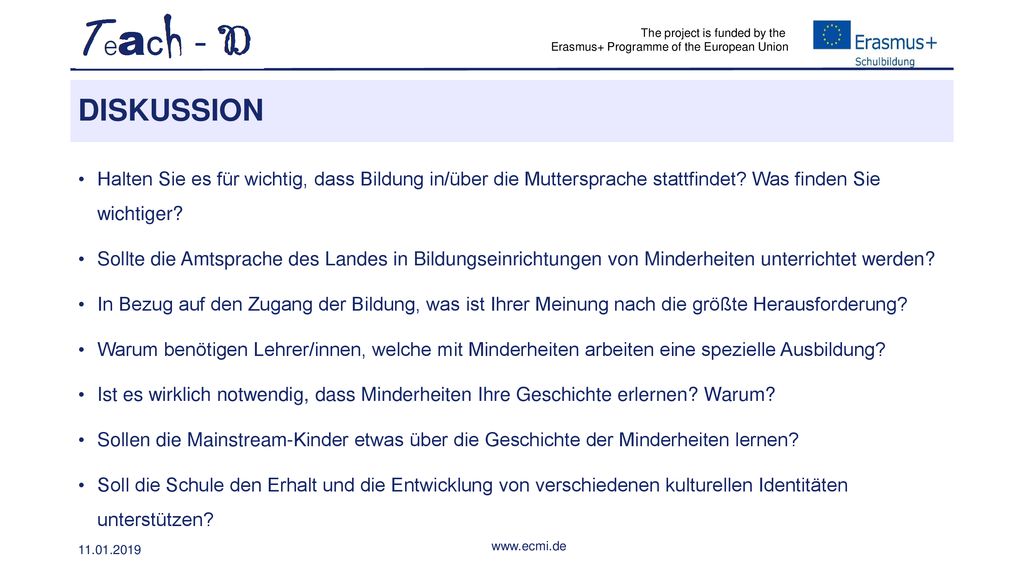 DISKUSSION. Halten Sie es für wichtig, dass Bildung in/über die Muttersprache stattfindet Was finden Sie wichtiger