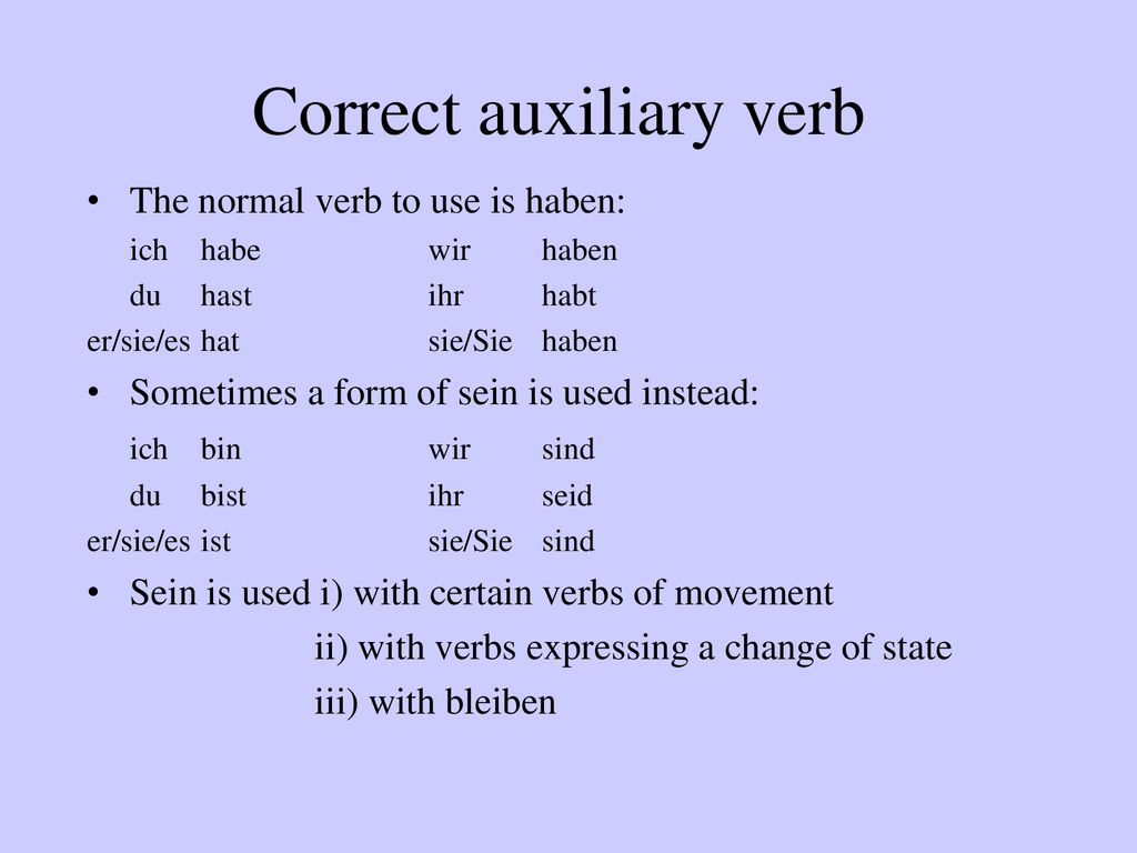 Correct auxiliary verb