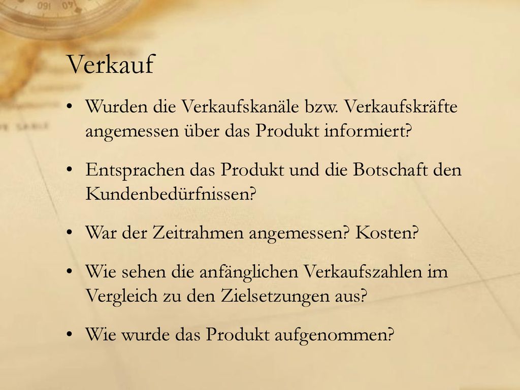 Verkauf Wurden die Verkaufskanäle bzw. Verkaufskräfte angemessen über das Produkt informiert