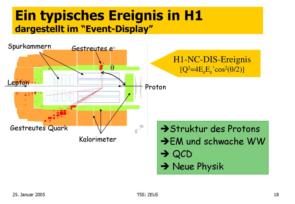 Ein typisches Ereignis in H1 dargestellt im Event-Display