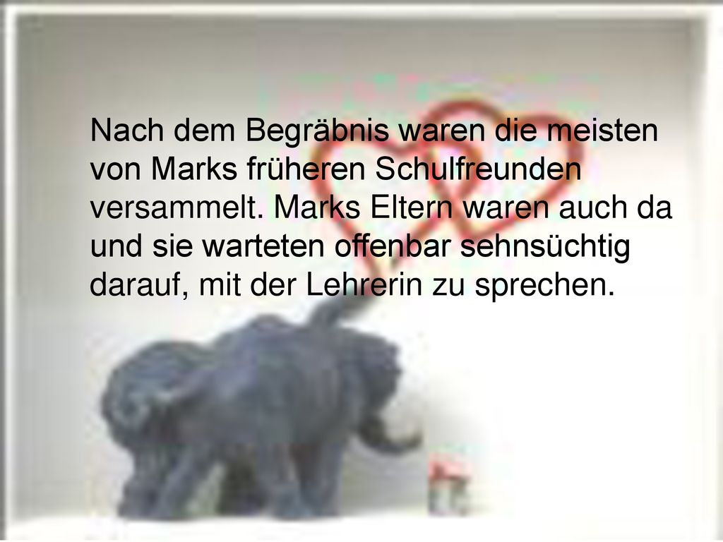 Nach dem Begräbnis waren die meisten von Marks früheren Schulfreunden versammelt.