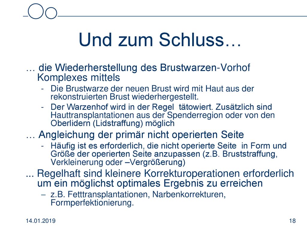 Und zum Schluss… … die Wiederherstellung des Brustwarzen-Vorhof Komplexes mittels.
