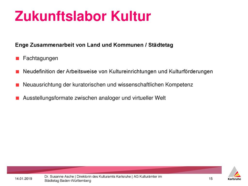 Zukunftslabor Kultur Enge Zusammenarbeit von Land und Kommunen / Städtetag. Fachtagungen.