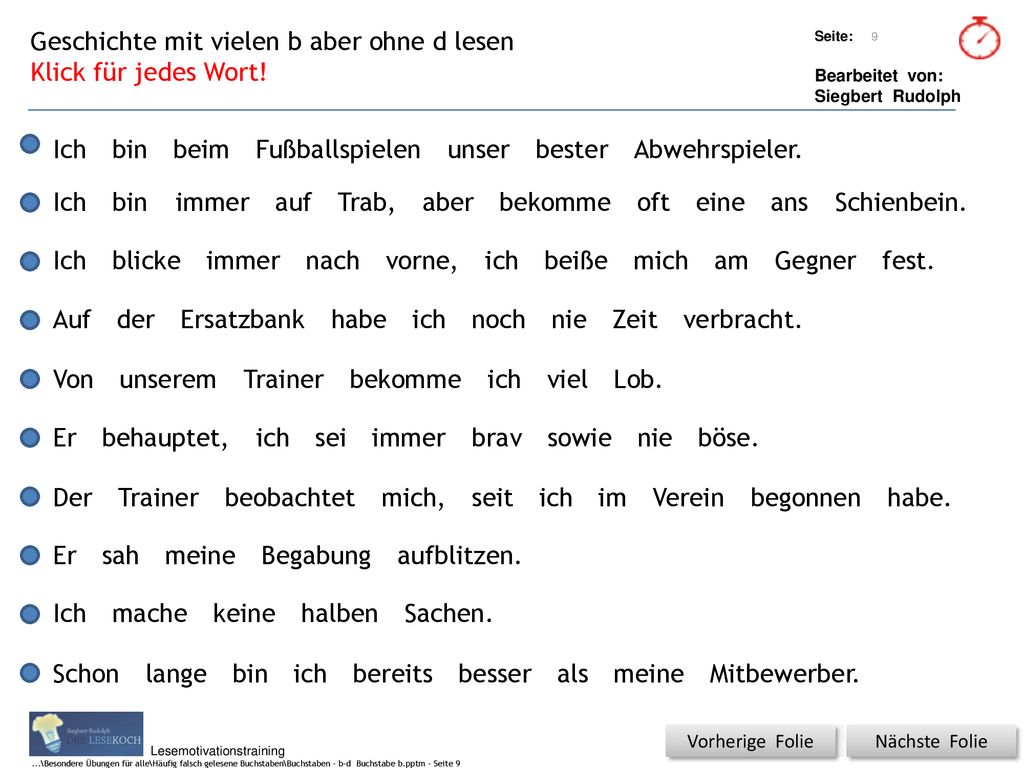Geschichte mit vielen b aber ohne d lesen Klick für jedes Wort!
