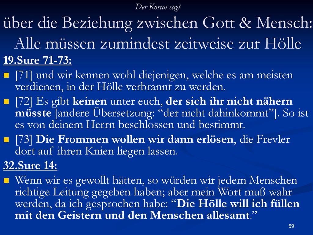 Der Koran sagt über die Beziehung zwischen Gott & Mensch: Alle müssen zumindest zeitweise zur Hölle