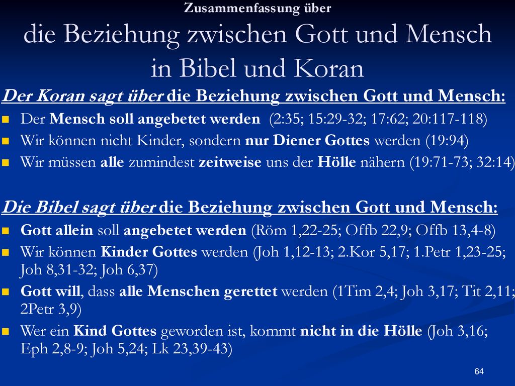 Der Koran sagt über die Beziehung zwischen Gott und Mensch:
