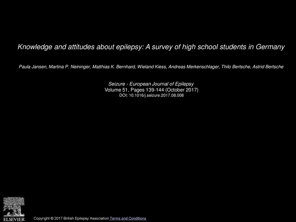 Knowledge and attitudes about epilepsy: A survey of high school students in Germany