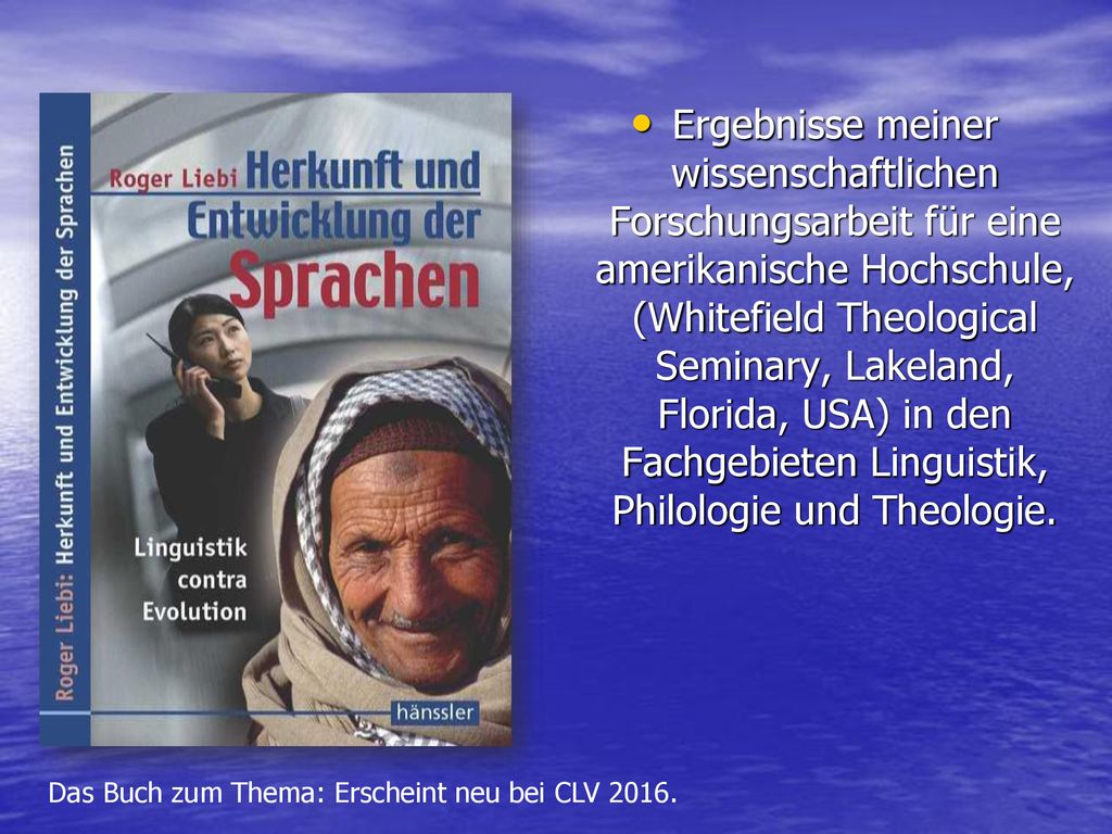 Ergebnisse meiner wissenschaftlichen Forschungsarbeit für eine amerikanische Hochschule, (Whitefield Theological Seminary, Lakeland, Florida, USA) in den Fachgebieten Linguistik, Philologie und Theologie.