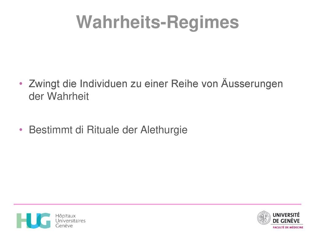 Wahrheits-Regimes Zwingt die Individuen zu einer Reihe von Äusserungen der Wahrheit.