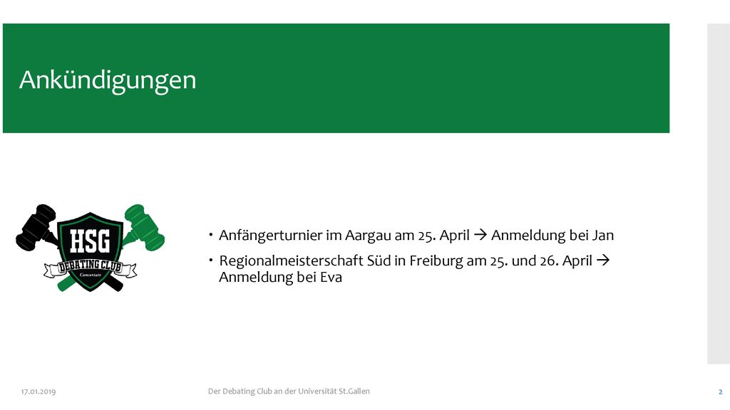 Ankündigungen Anfängerturnier im Aargau am 25. April  Anmeldung bei Jan.