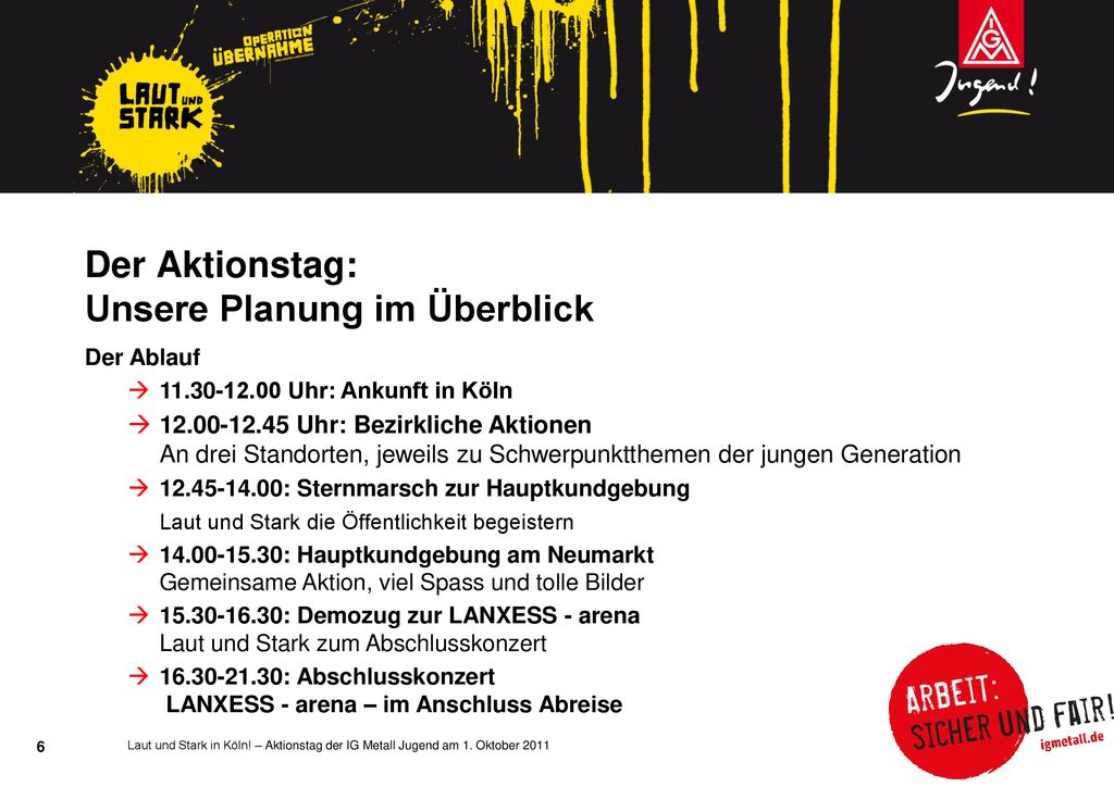 Der Aktionstag: Unsere Planung im Überblick