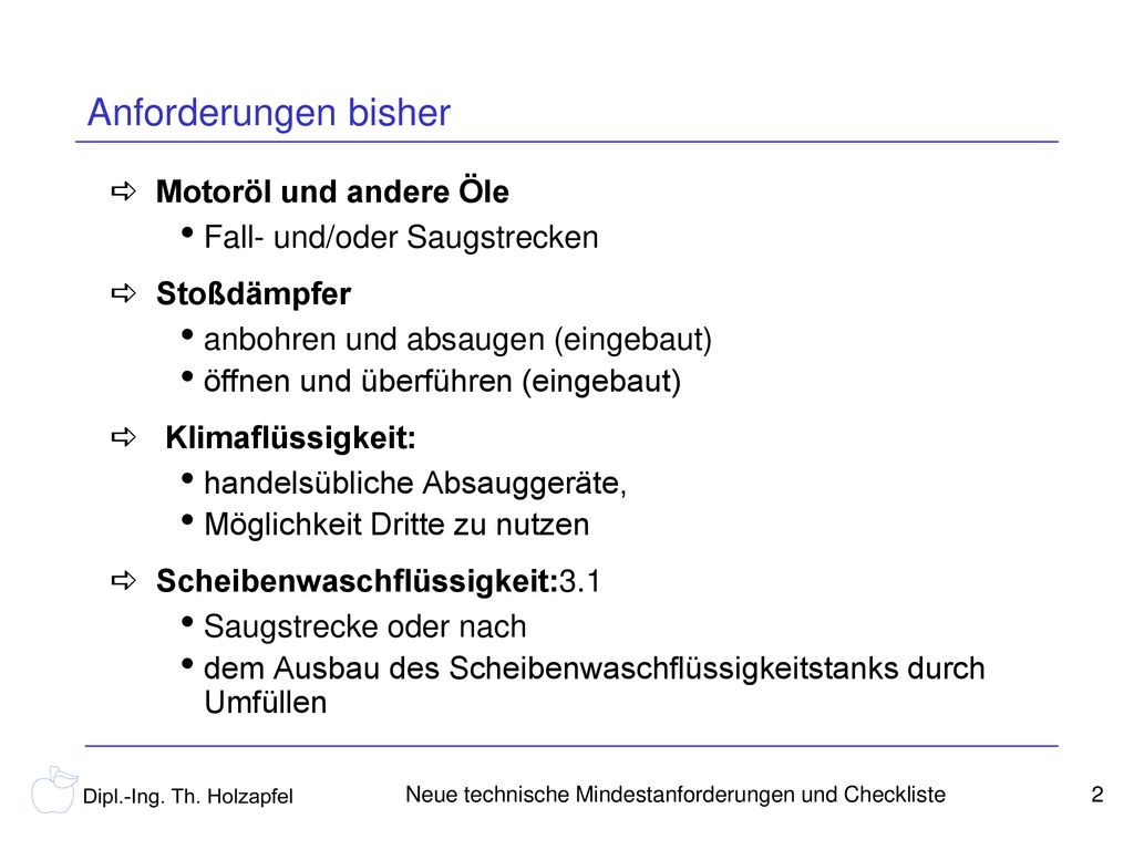 Neue technische Mindestanforderungen und Checkliste