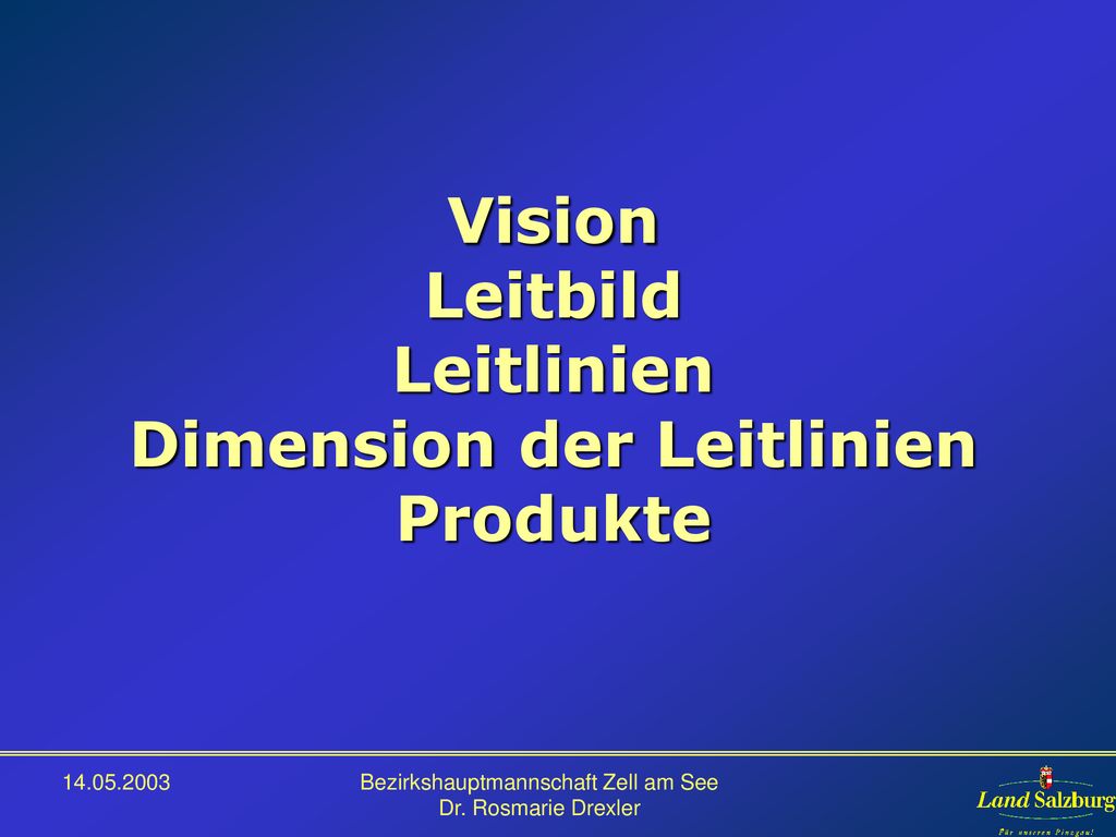 Vision Leitbild Leitlinien Dimension der Leitlinien Produkte