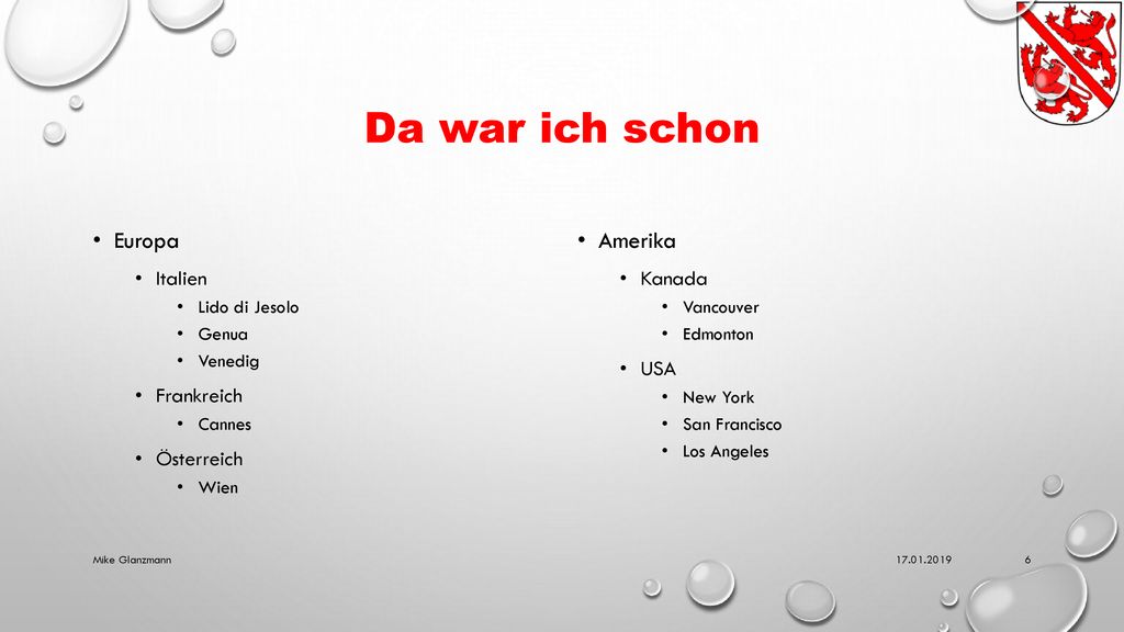 Da war ich schon Europa Amerika Italien Frankreich Österreich Kanada