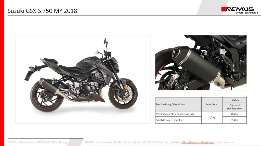Suzuki GSX-S 750 MY 2018 Beschreibung / description Serie / stock