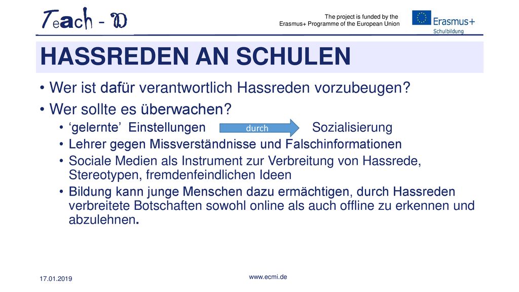 HASSREDEN AN SCHULEN Wer ist dafür verantwortlich Hassreden vorzubeugen Wer sollte es überwachen