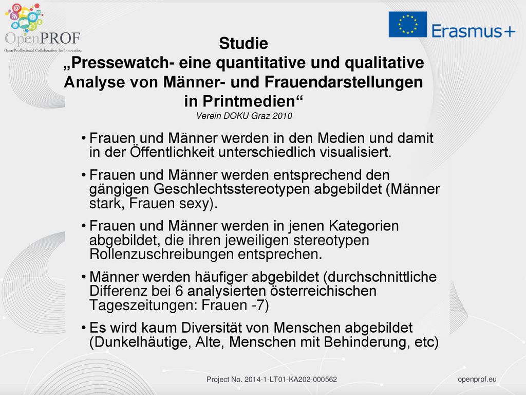 Studie „Pressewatch- eine quantitative und qualitative Analyse von Männer- und Frauendarstellungen in Printmedien Verein DOKU Graz 2010