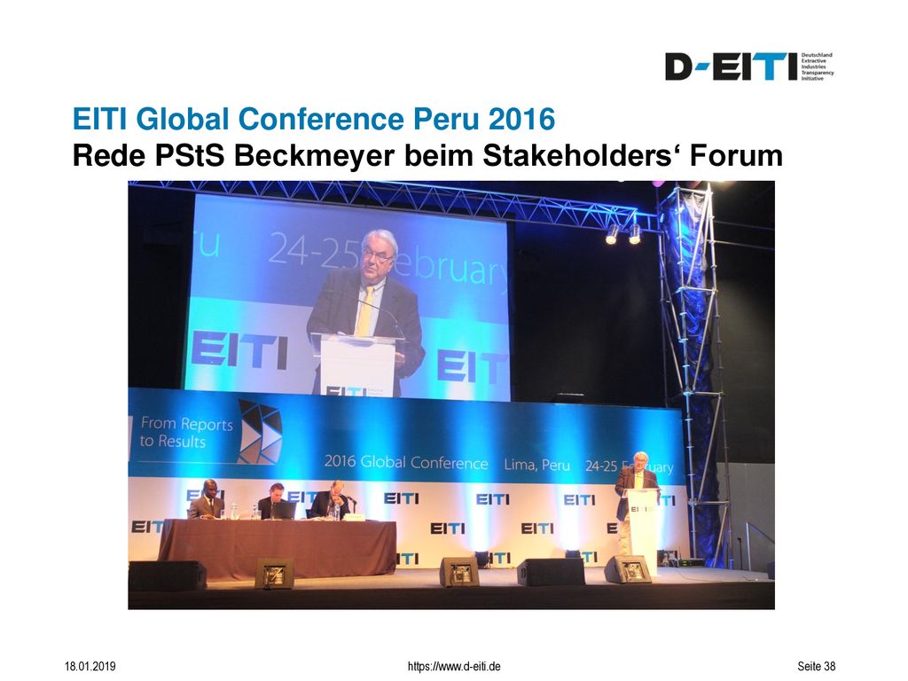 EITI Global Conference Peru 2016 Rede PStS Beckmeyer beim Stakeholders‘ Forum