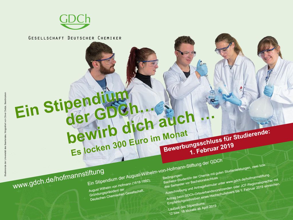 Ein Stipendium der GDCh… bewirb dich auch … bewirb dich auch …