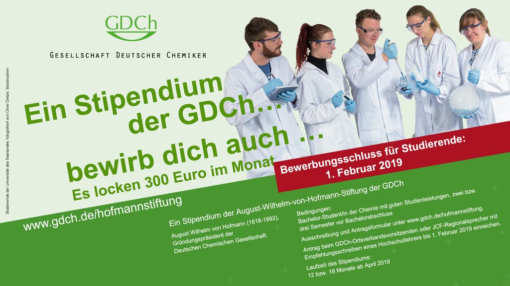 Ein Stipendium der GDCh… bewirb dich auch …
