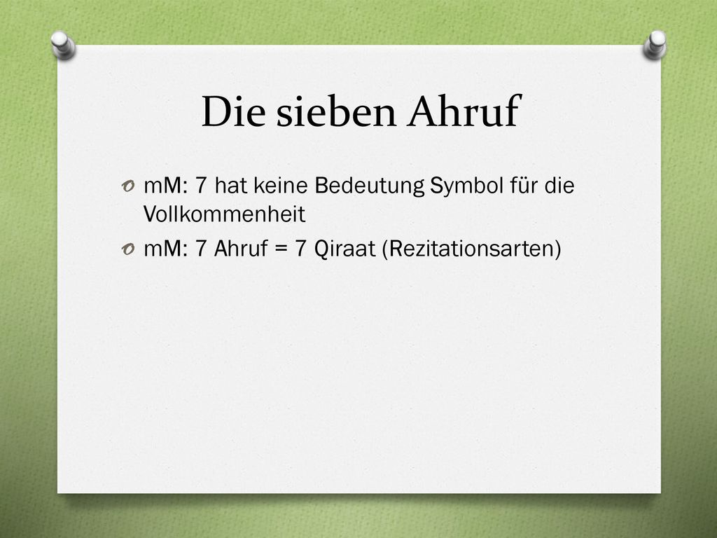 Die sieben Ahruf mM: 7 hat keine Bedeutung Symbol für die Vollkommenheit.