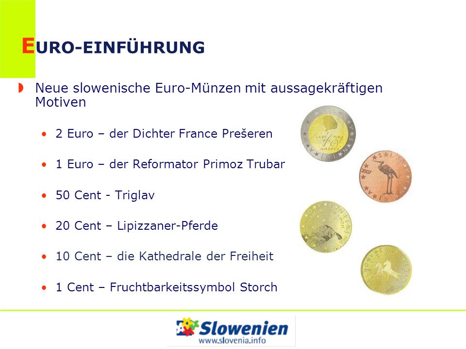 EURO-EINFÜHRUNG Neue slowenische Euro-Münzen mit aussagekräftigen Motiven. 2 Euro – der Dichter France Prešeren.