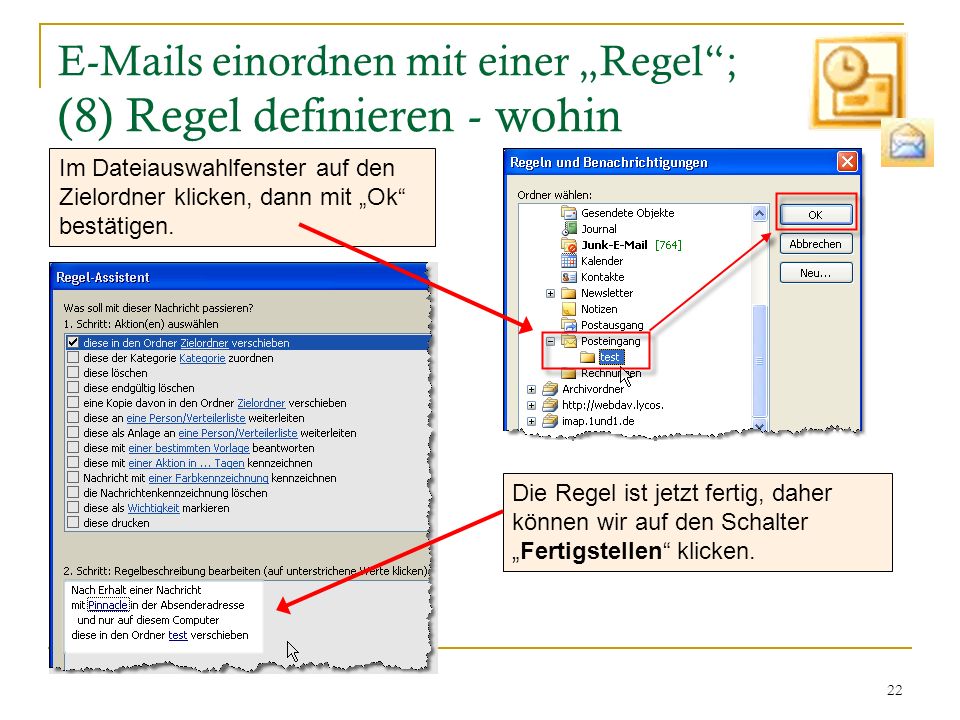 s einordnen mit einer „Regel ; (8) Regel definieren - wohin