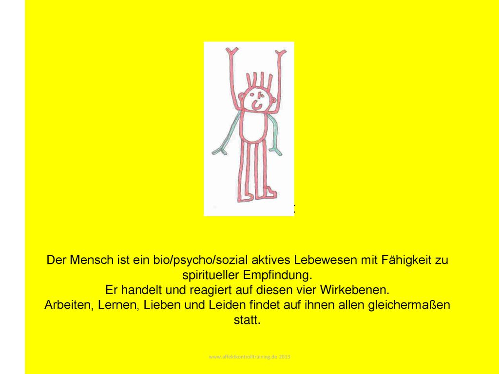 Arbeit Der Mensch ist ein bio/psycho/sozial aktives Lebewesen mit Fähigkeit zu spiritueller Empfindung.