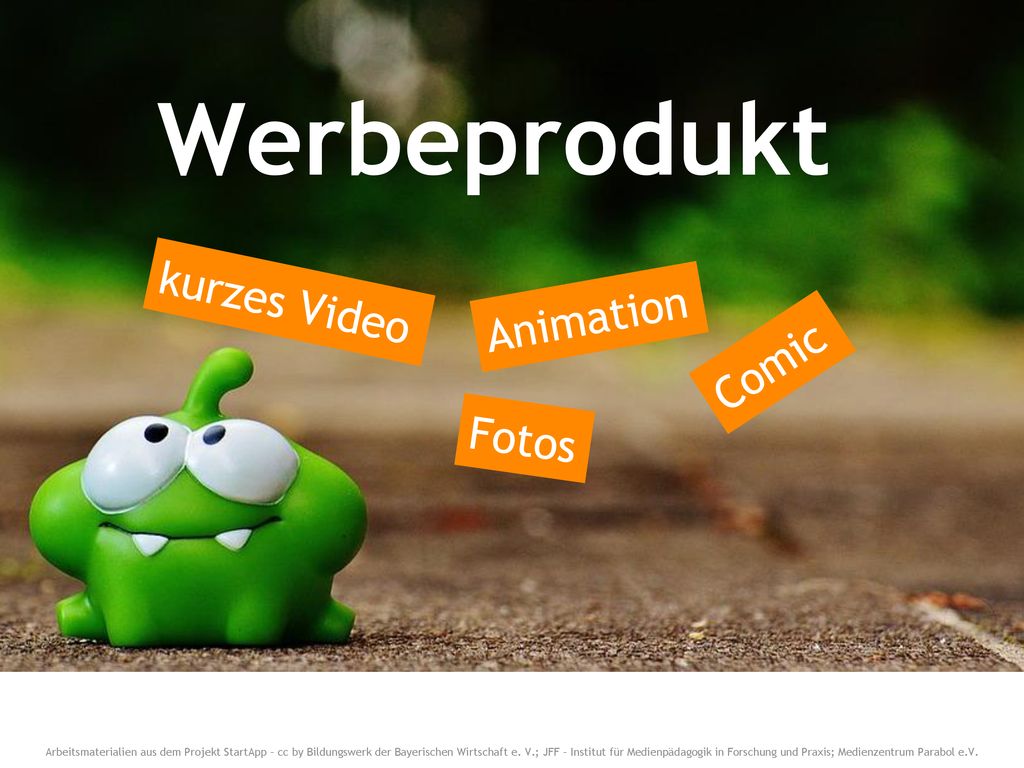 Werbeprodukt kurzes Video Animation Comic Fotos