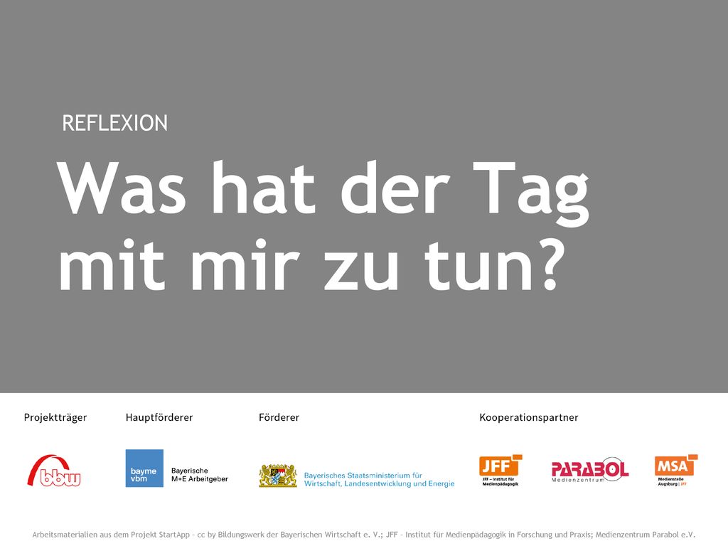 Was hat der Tag mit mir zu tun REFLEXION