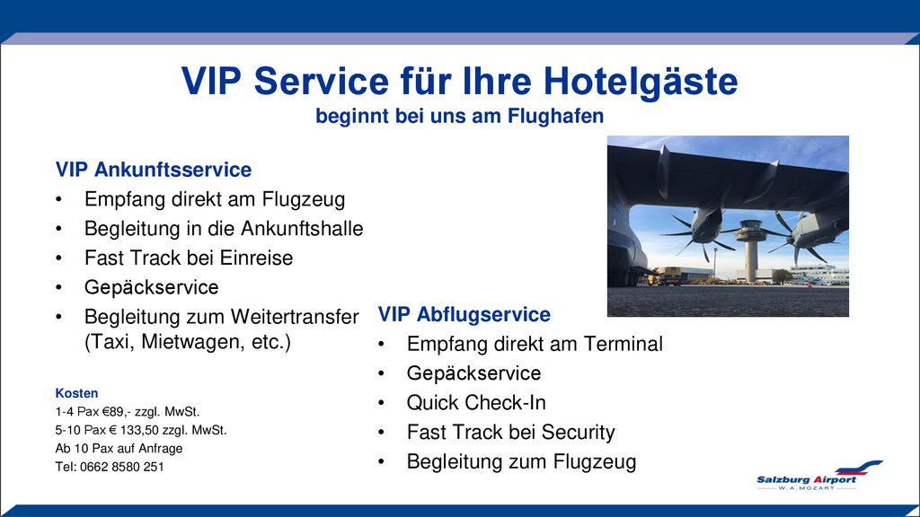 VIP Service für Ihre Hotelgäste beginnt bei uns am Flughafen