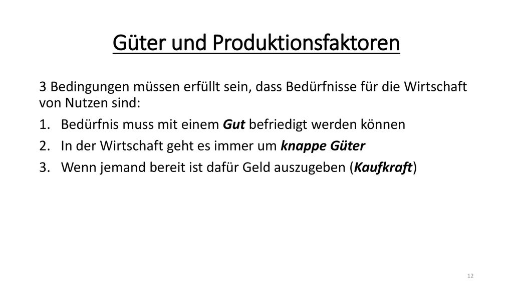 Güter und Produktionsfaktoren