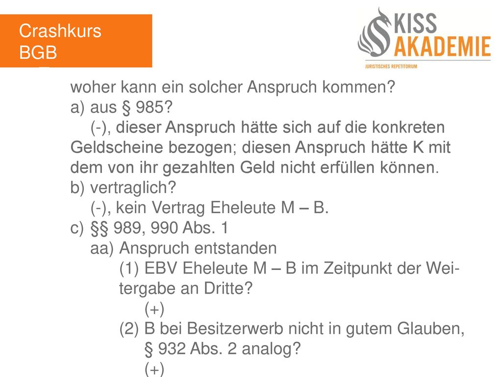 Crashkurs BGB 3. Tag woher kann ein solcher Anspruch kommen