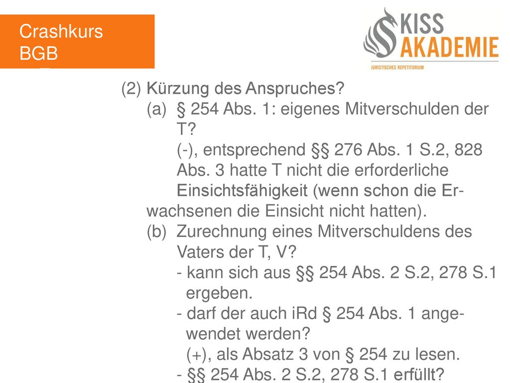 Crashkurs BGB 3. Tag (2) Kürzung des Anspruches