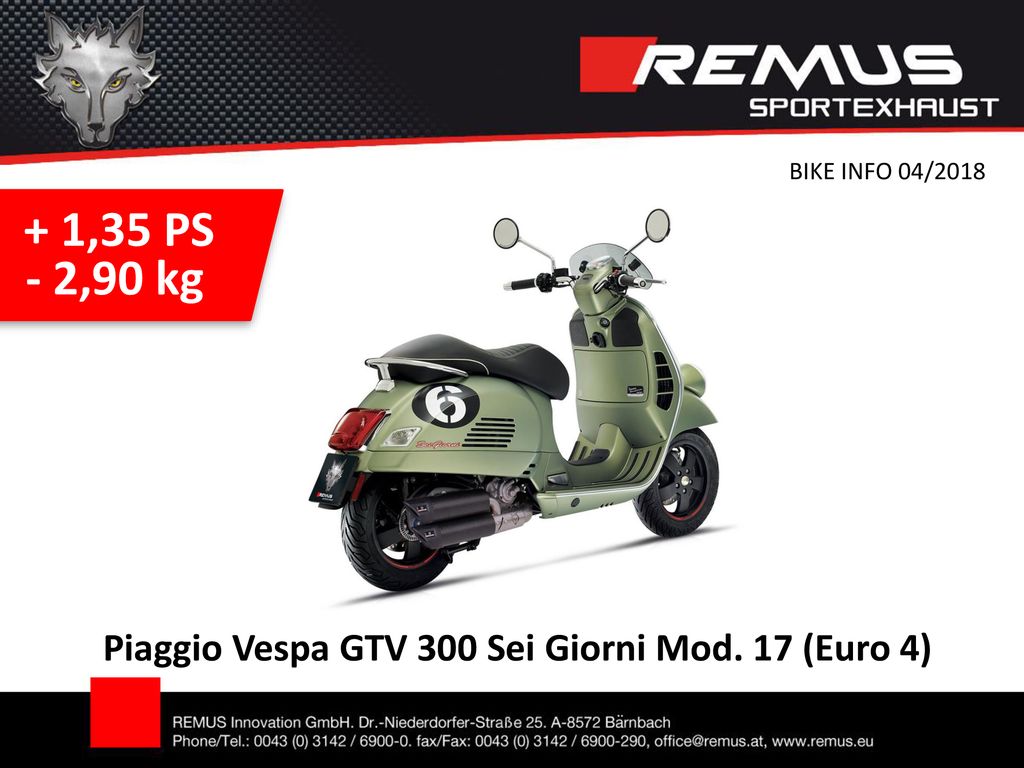 + 1,35 PS - 2,90 kg Piaggio Vespa GTV 300 Sei Giorni Mod. 17 (Euro 4)