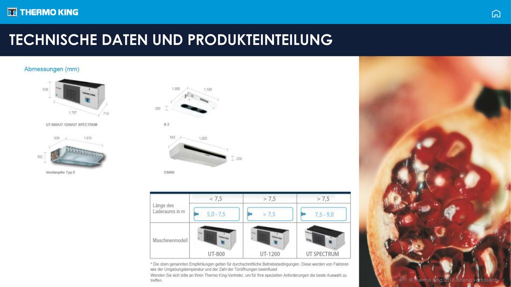 TECHNISCHE DATEN UND PRODUKTEINTEILUNG