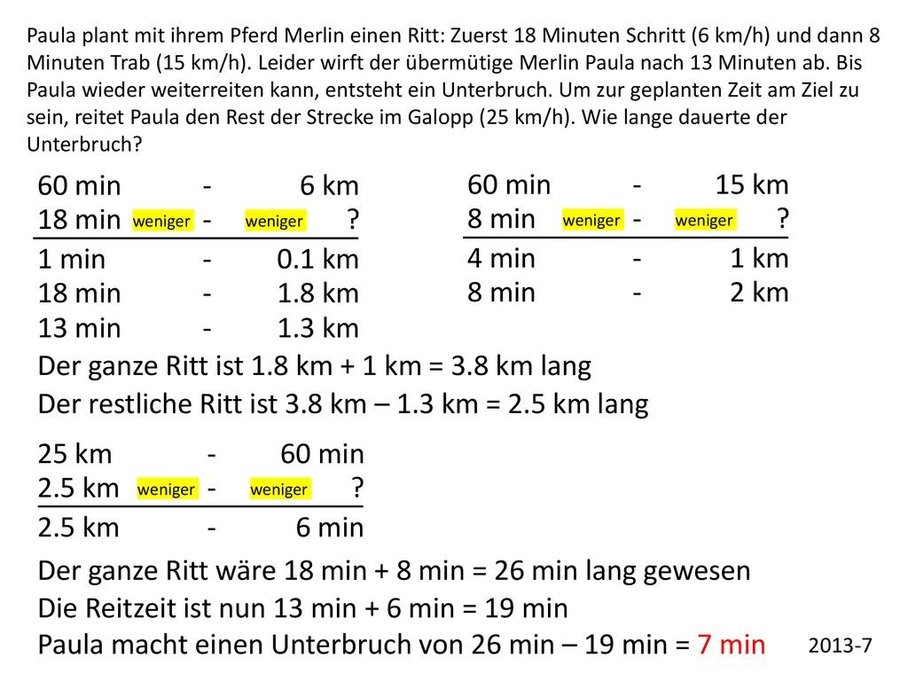 Der ganze Ritt ist 1.8 km + 1 km = 3.8 km lang