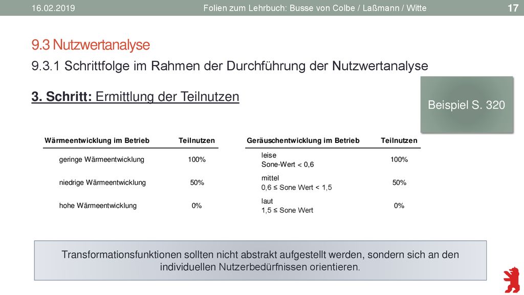 Folien zum Lehrbuch: Busse von Colbe / Laßmann / Witte. 9.3 Nutzwertanalyse.