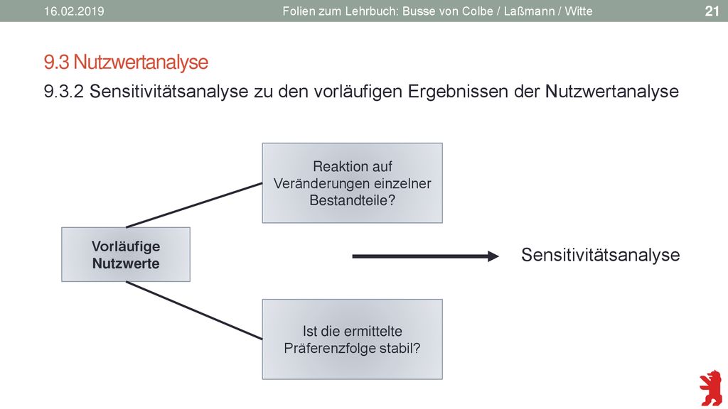 Folien zum Lehrbuch: Busse von Colbe / Laßmann / Witte. 9.3 Nutzwertanalyse.