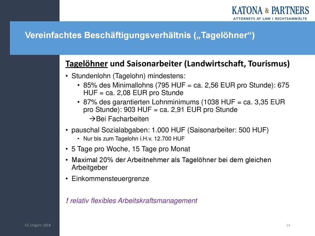 Vereinfachtes Beschäftigungsverhältnis („Tagelöhner )