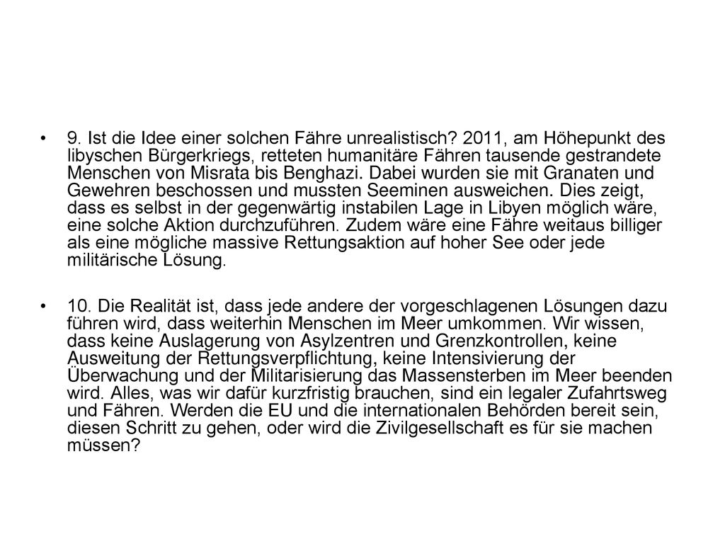9. Ist die Idee einer solchen Fähre unrealistisch
