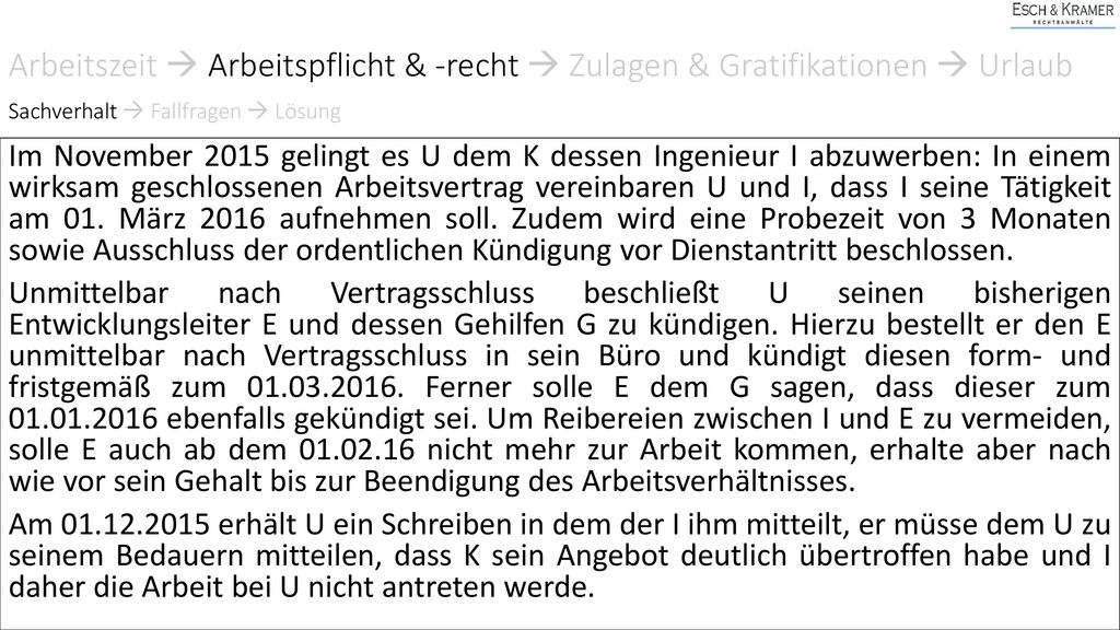 Arbeitszeit  Arbeitspflicht & -recht  Zulagen & Gratifikationen  Urlaub