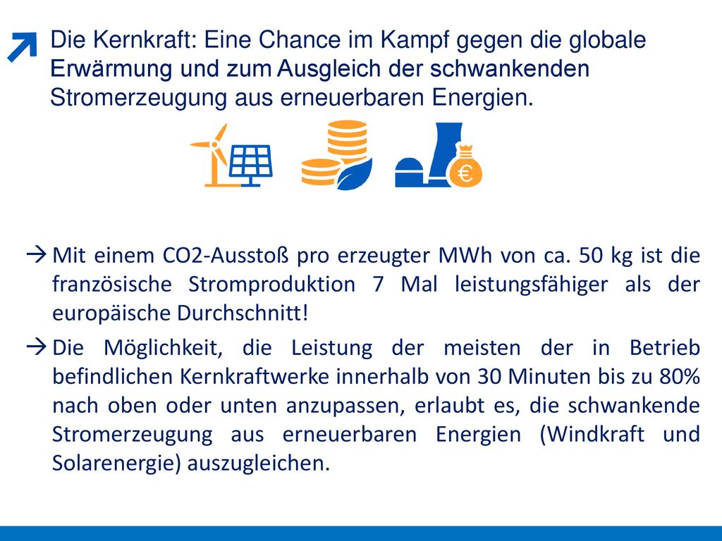 Die Kernkraft: Eine Chance im Kampf gegen die globale Erwärmung und zum Ausgleich der schwankenden Stromerzeugung aus erneuerbaren Energien.