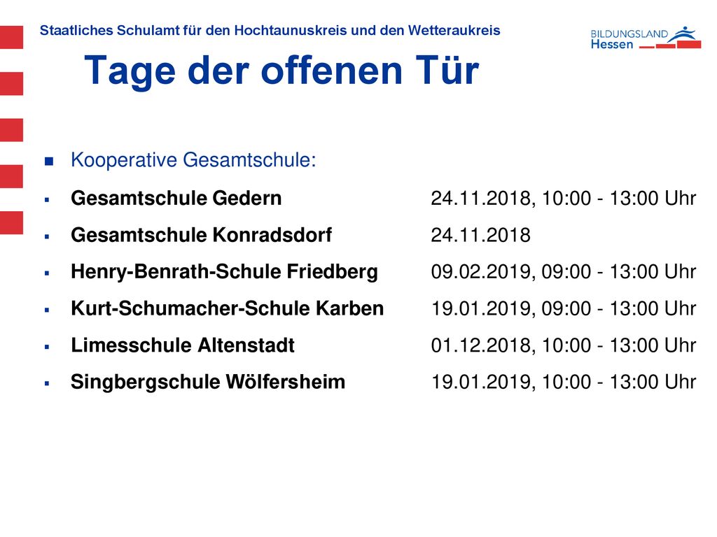 Tage der offenen Tür Kooperative Gesamtschule: