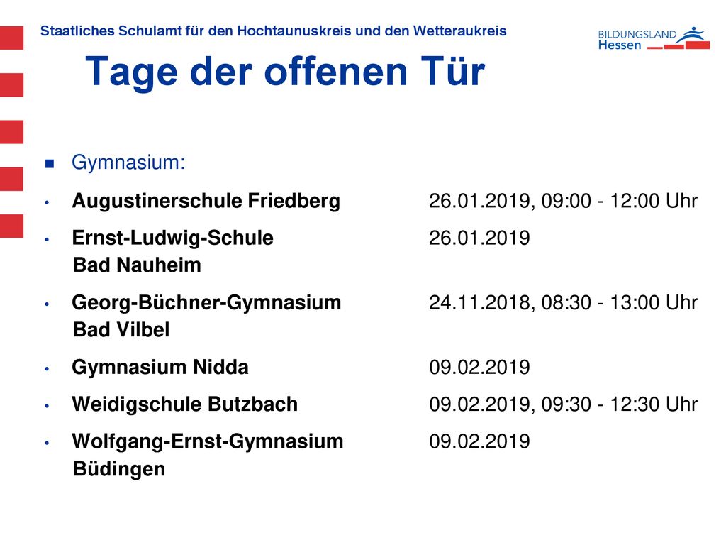 Tage der offenen Tür Gymnasium: